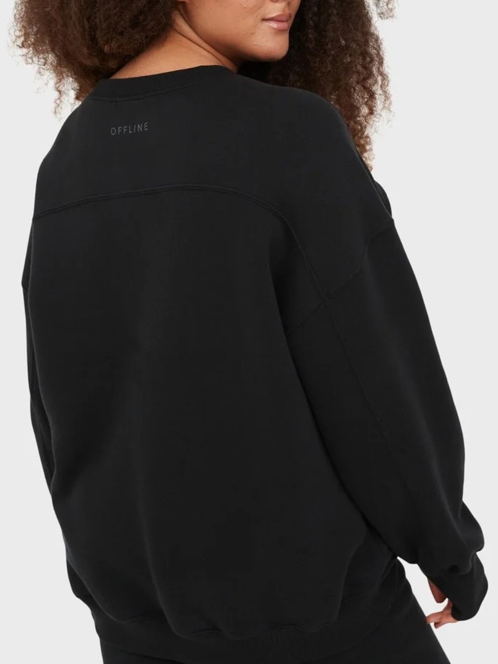 OFFLINE By Aerie Cloud Fleece Crewneck Sweatshirt Black